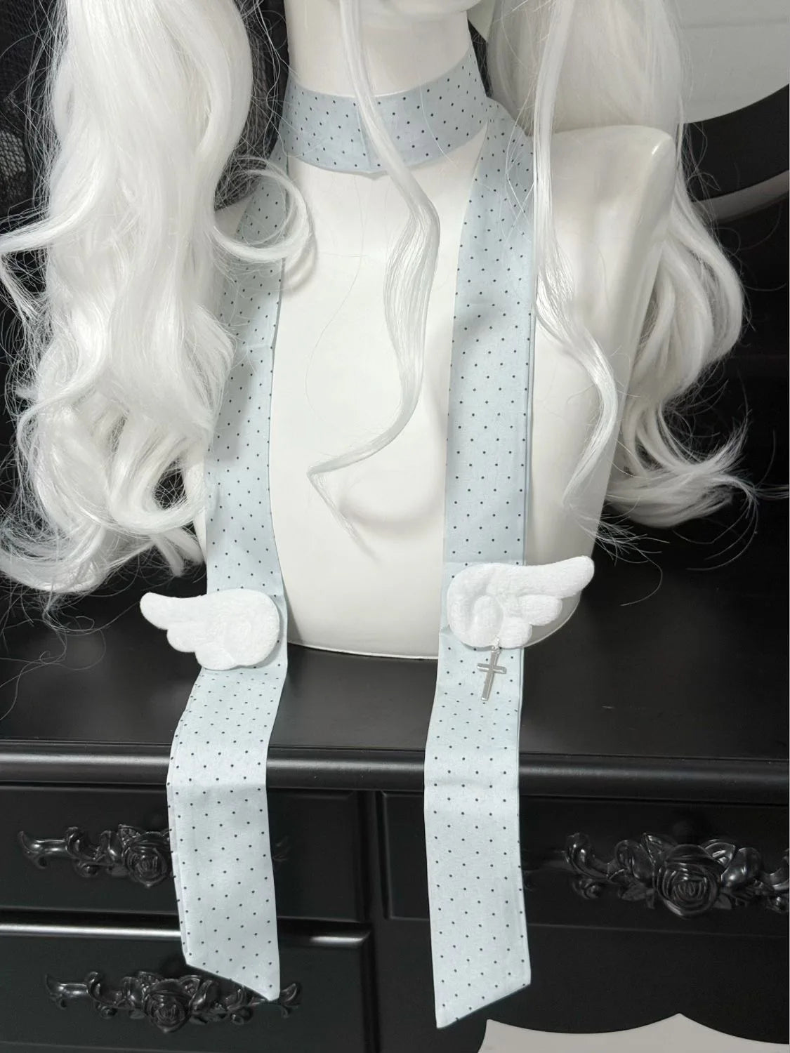 Handmade Polka Dot Silk Necktie Summer New Japanese-style Lolita Long Bowtie Girl Y2K Landmine Decoration Bow Tie Accessories