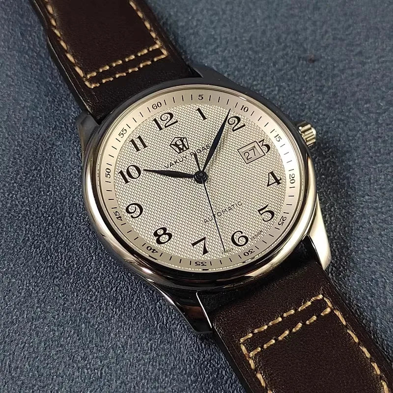 Men's Automatic Watch, Business Haiou ST2130 Caliber, Burnt Blue Ultra-Thin Hands with Date Display