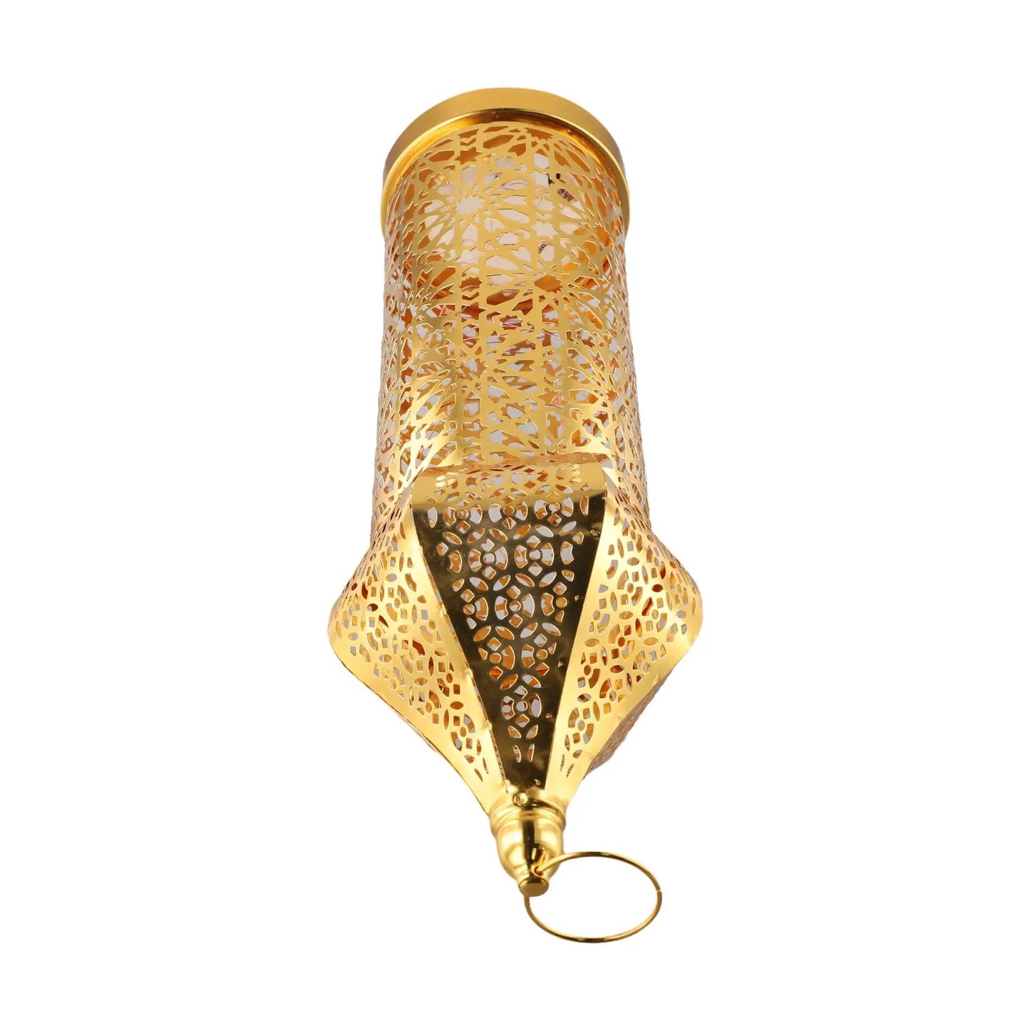 1PC Moroccan Golden Hollow Iron Lantern Ramadan Home Decoration Light Ornaments Gold Lanterns Moroccan Home Crafts Decoration