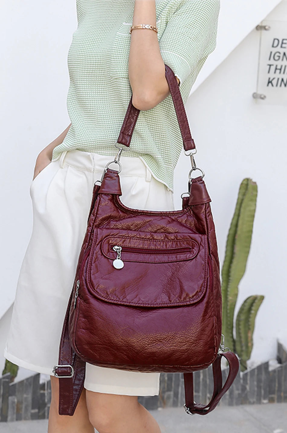 Multifunction Bags Purses High Quality Bookbag Soft Leather School Bags For Teen Girls Ladies Travel Large Capacity Mochilas