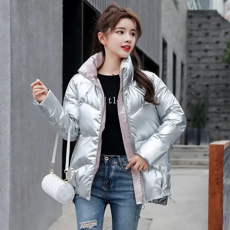 2026 New Winter Jacket Women Parkas Glossy Warm Thicken Coat Female Cotton Padded Parka Waterproof Outwear Loose Snow Jacket