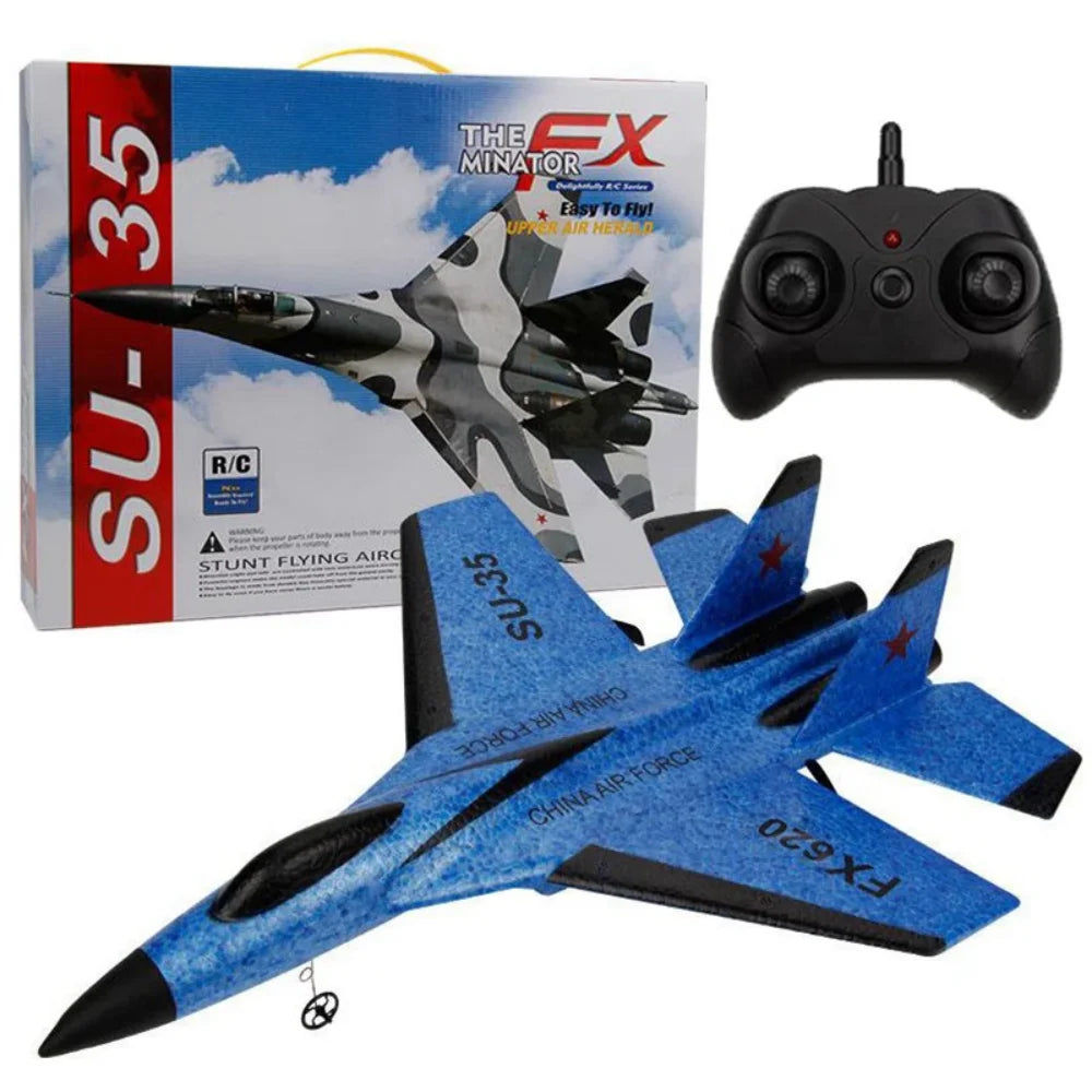 RC Foam Aircraft SU35 Plane 2.4G Radio Control Glider with Night Lights Remote Control Fighter Glider Easy to Fly for Boys Gift
