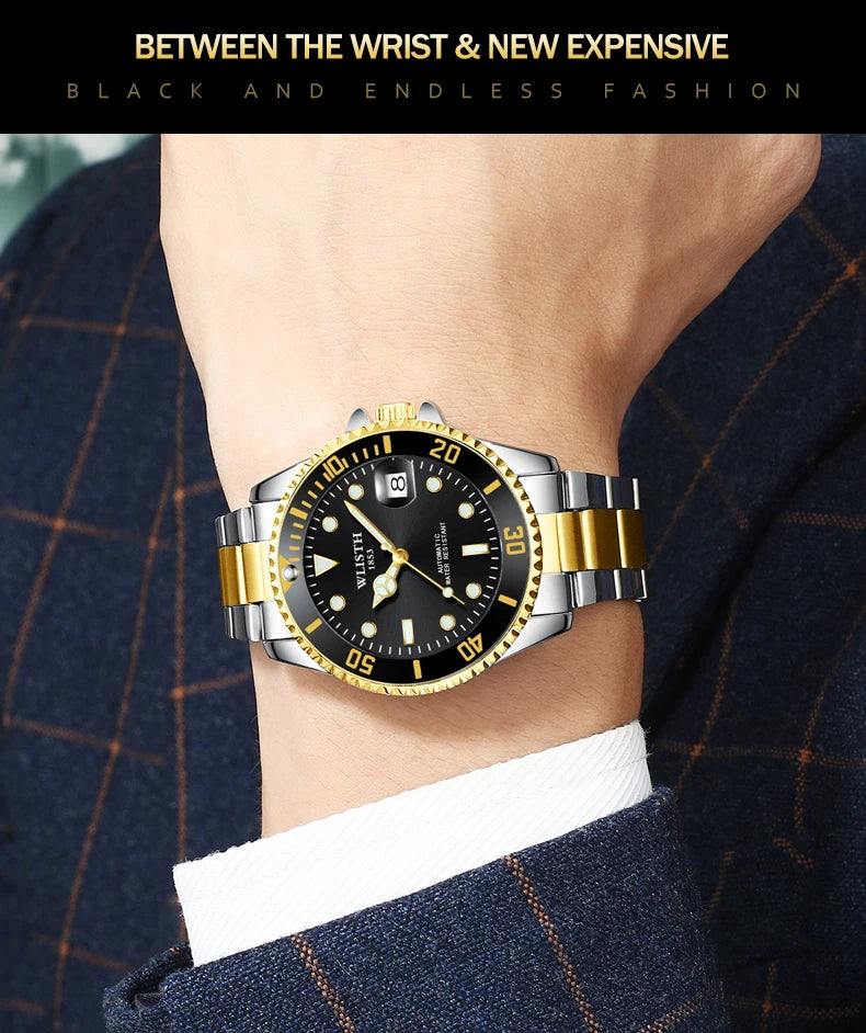 Automatic Mechanical Watch for Men Simple Business Stainless Steel Luminous Luxury Sports Mechanical Watch Man reloj hombre