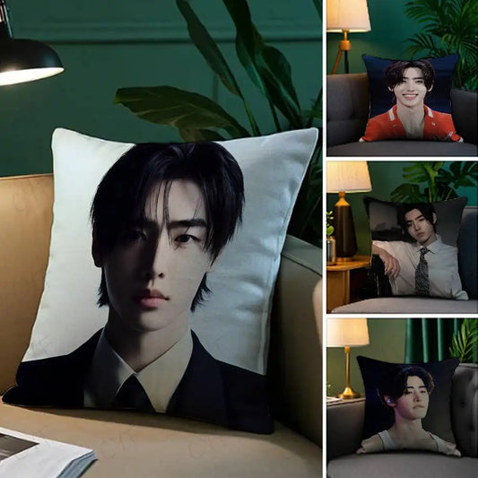 Kpop Singer P-Park Sunghoon Pillow Case Anti-dustmite Pillowcase Invisible zipper silky short plush Sofa cushion cover