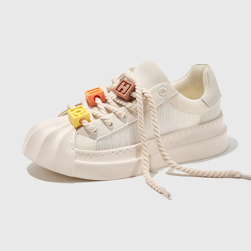 Ladies Shoes Round Toe Women Footwear High On Platform Beige Low Sale Offers Stylish A Light Korean Original Urban 39