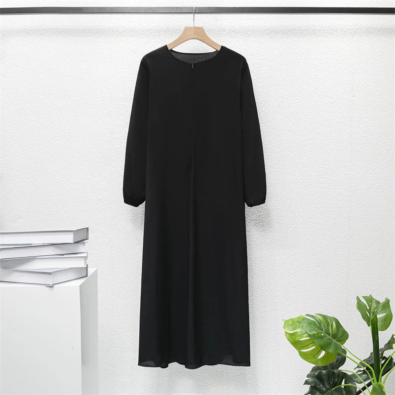 Muslim Dresses Women Maxi Dresses Mujer Vestidoes Female Loose Dresses Full Sleeve Printed Floral Casual Robe Long Dress