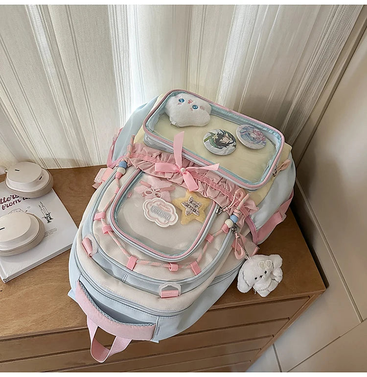 Large Capacity Children's School Bag Set for Girls Primary And Middle School Double Shoulder Backpack Sweet College Style