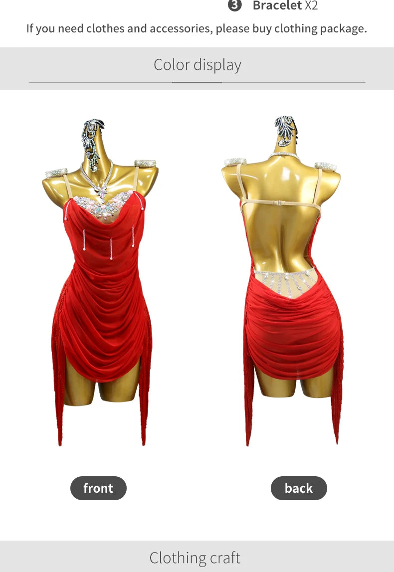 Dress For Dance Girl Costume Women Latin American Clothes Ball Sexy Skirt Line Suit Evening Practice Wear Stage Samba Customized