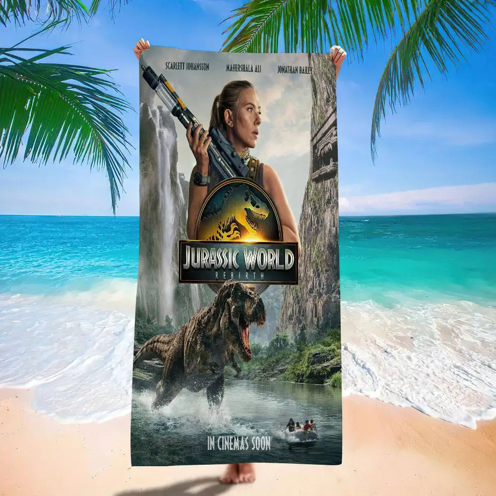 Jurassic World Rebirth movie Cartoon Beach Towel Cute Kawaii Room Decor Bath Girls Children Hand Towels For Bathroom Shower