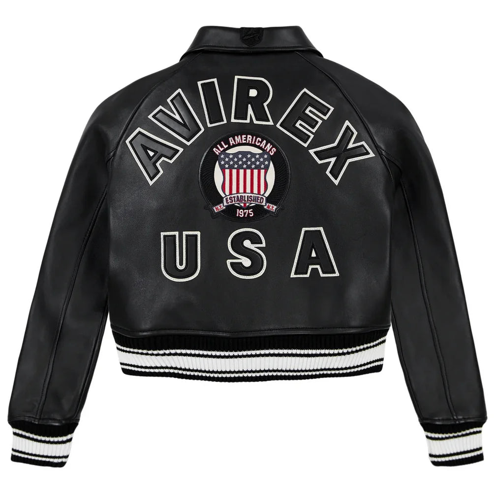 Avirex Spring 2024 New Listing Bomber Flight Suit Jacket 100% European Antique Sheepskin Classic Women's Pink Leather coat tops