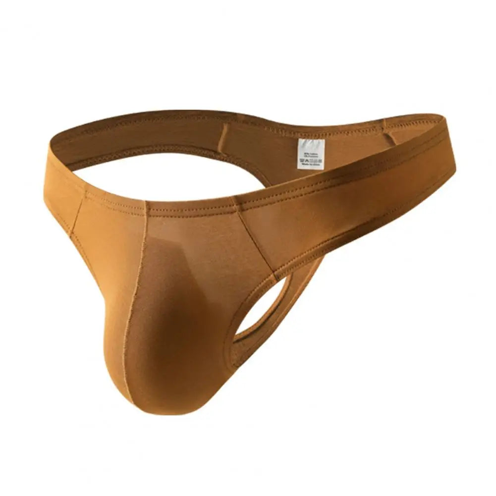 Summer Men Thong, Low-Waisted T-Shaped Cut Briefs, U Convex Supportive Pouch Panties, Elastic Lightweight Underwear