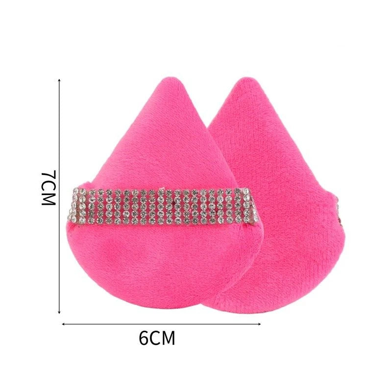Diamond Triangle Velvet Setting Puff Ribbon Detail Powder Sponge Smooth Finishing Soft Puff for Loose Pressed Powder Application