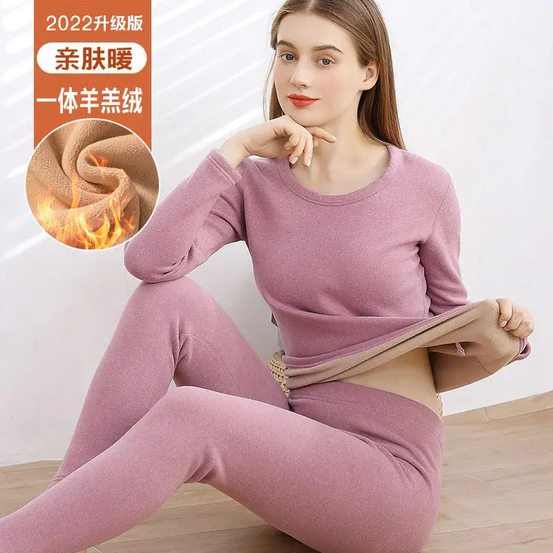 Thermal Underwear For Women Winter Warm thicken lamb fleece high elastic Long Johns bottoming Two Piece Sets Thermos Clothing