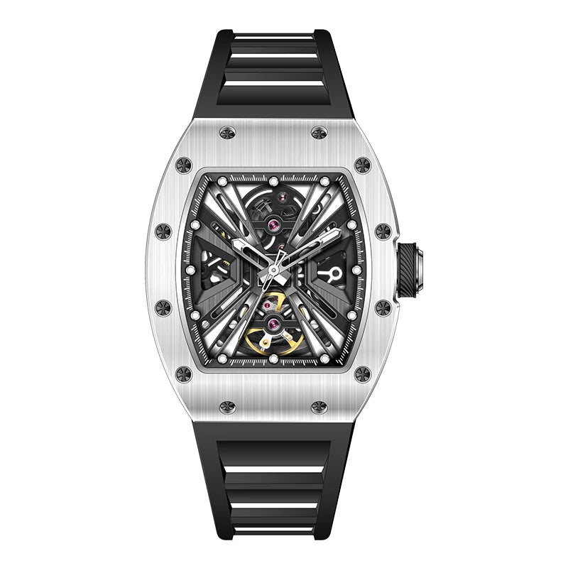 Watch for Men Skeleton Mechanical Sports Watches Men's Luminous Waterproof Automatic Wristwatch Steel Case Relogio Masculino