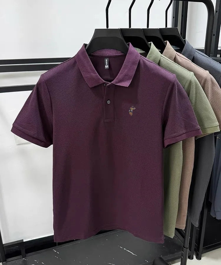 100% pure cotton new men's short sleeve summer comfortable breathable polo shirt high-end brand designer embroidered T-shirt top