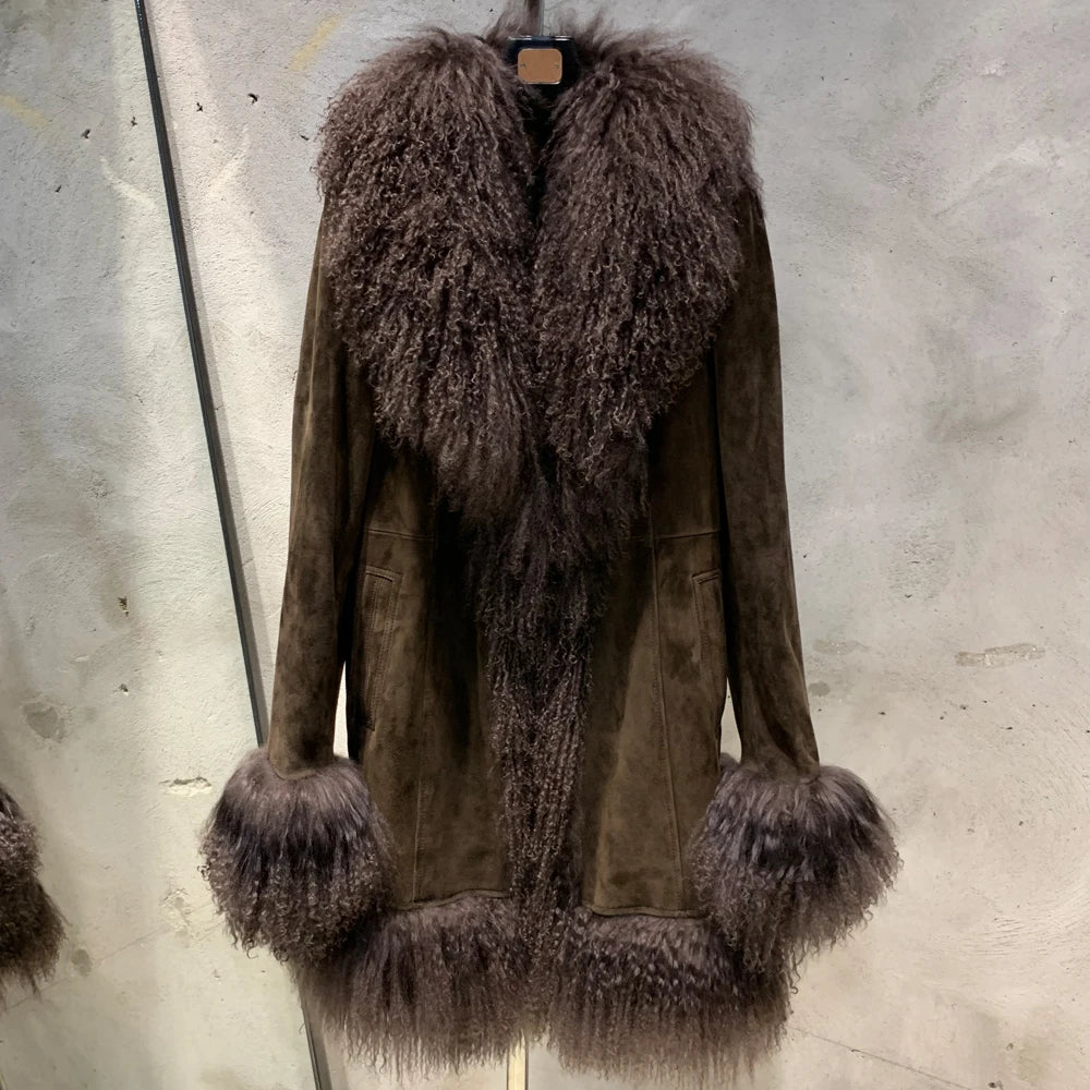 GO BALLISTIC YA Mongolia Sheep Fur Coat Women Real Leather Jacket Genuine Leather Coat