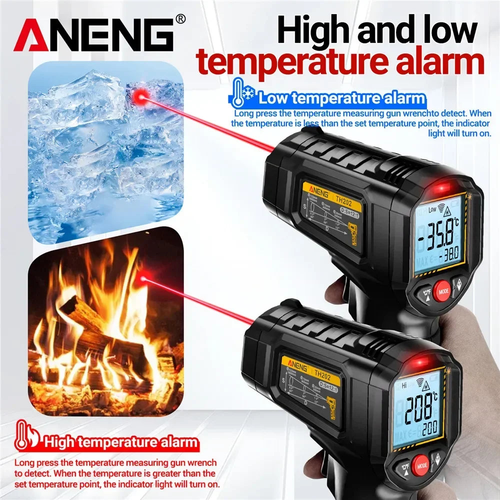 Infrared Laser Thermometer ANENG TH202 Digital Temperature Non Contact Meter LCD Display Pyrometer Point Gun Tester Tools