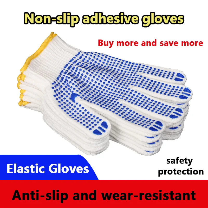 10 pairs of household gardening labor protection elastic rubber dot gloves work professional anti-slip wear-resistant Mittens