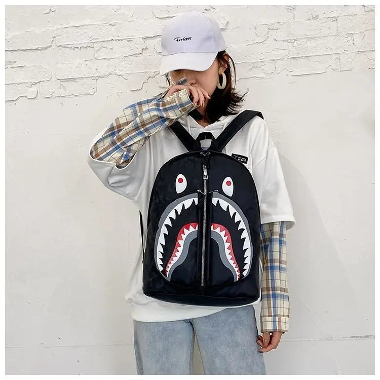 Fashion large back packs for girls boys black wateproof school Backpacks woman shark print travel bags mochilas escolar