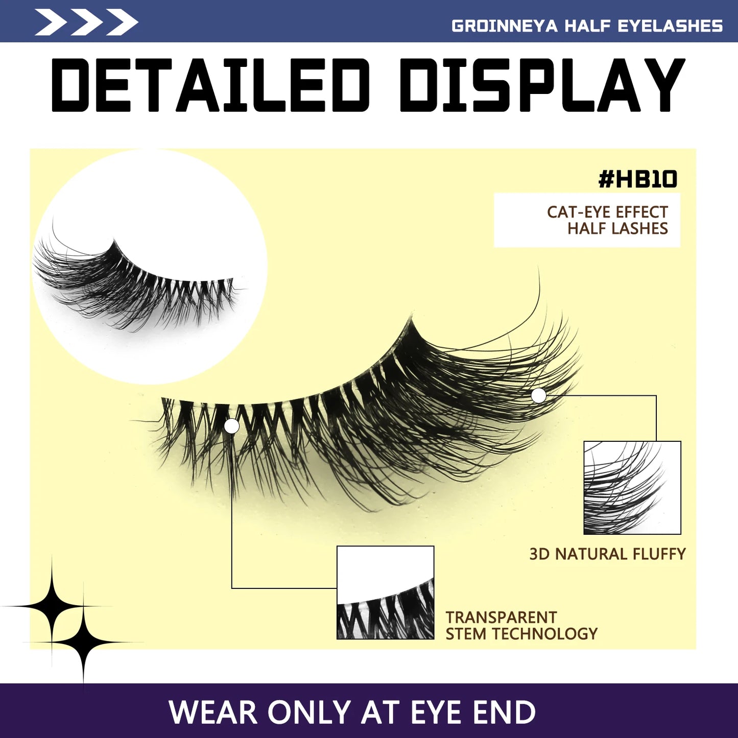 Veltrinay Half Lashes Natural Fake Lashes Wispy Cat Eye Lashes Clear Band Accent Short False Eyelashes Makeup