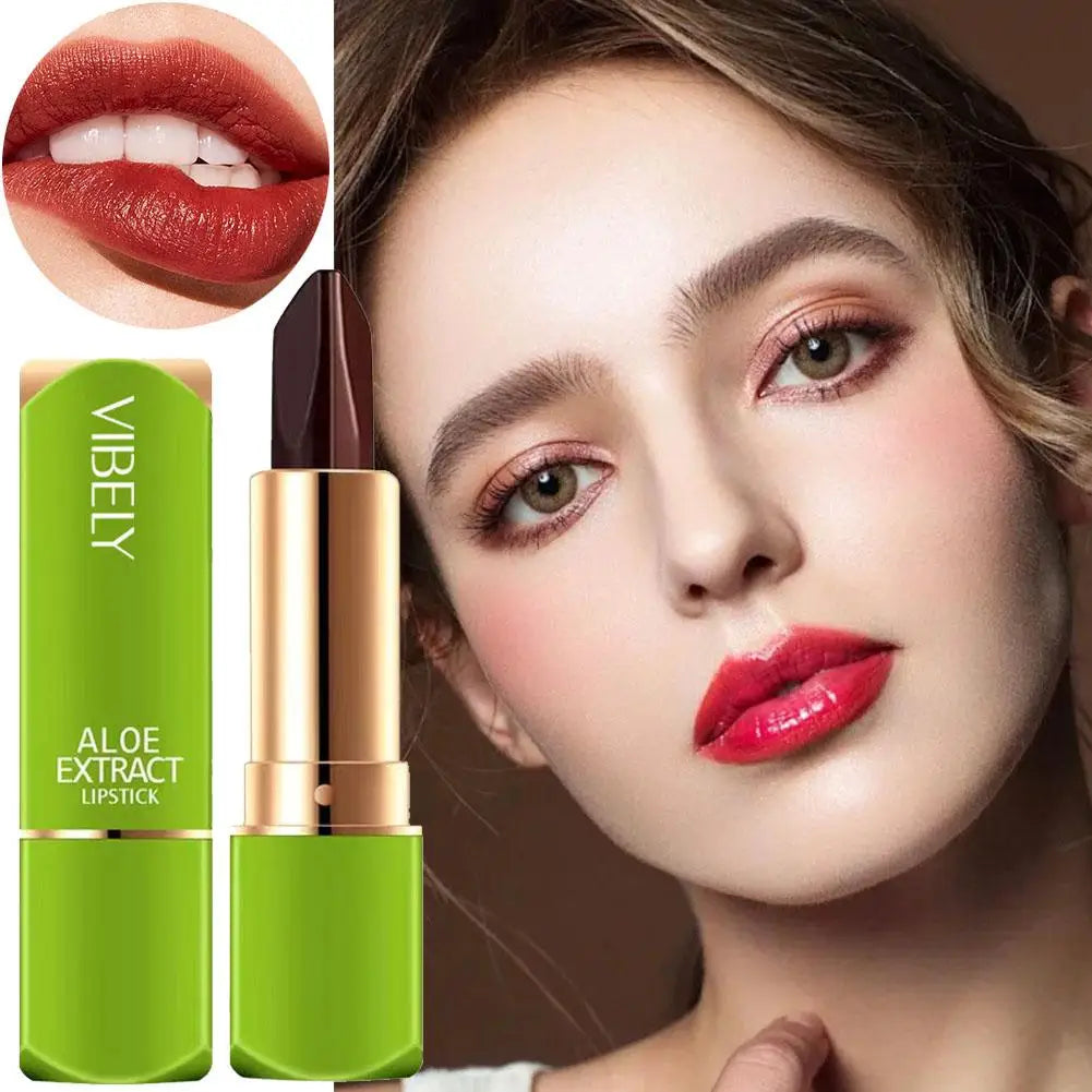 Aloe Vera Lip Balm Stick 3 Color Long Lasting Nourishing Lipstick, Temperature Changing Color Lip Gloss for Daily Makeup