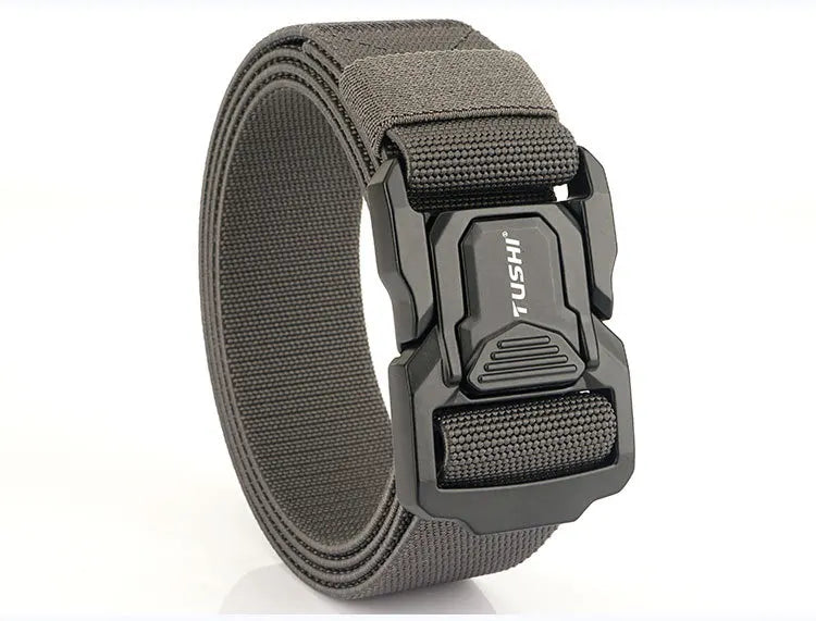 3.8cm Men's Tactical Elastic Belt Aluminum Alloy Quick Release Buckle Wear-Resistant Durable Belt for Tactical Pants Outdoor Hik