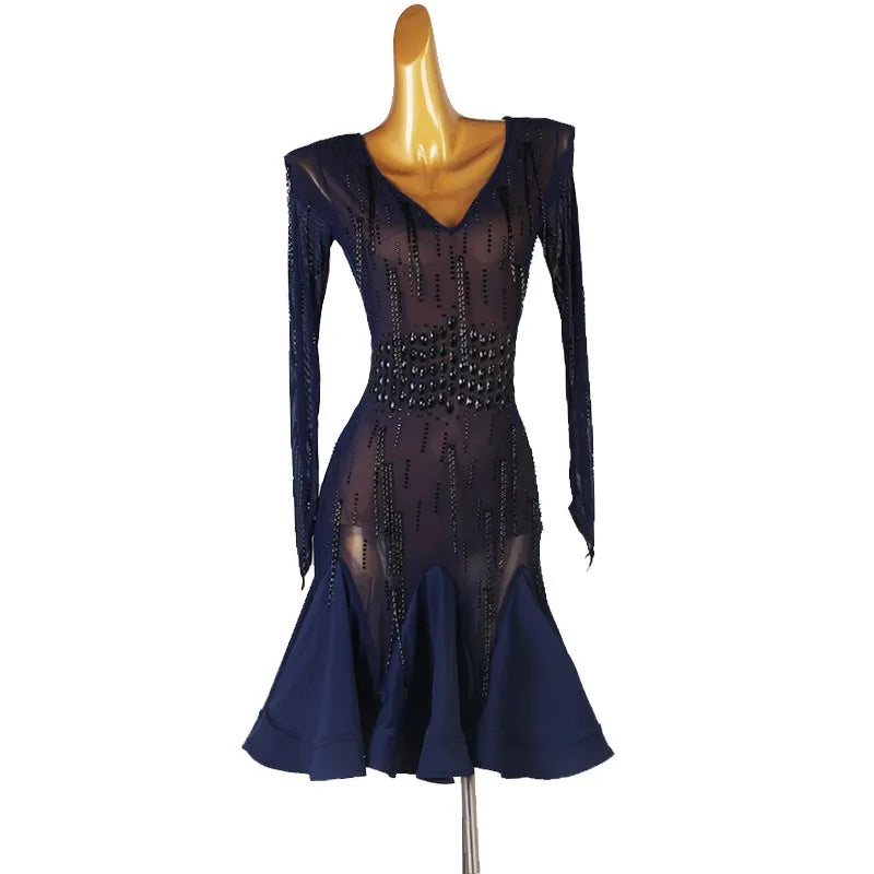 Party Dresses for Women Sexy Female Latin Dance Suit Girls Practice Wear Clothing Competition 2026 New Line Skirt Stand Ballroom
