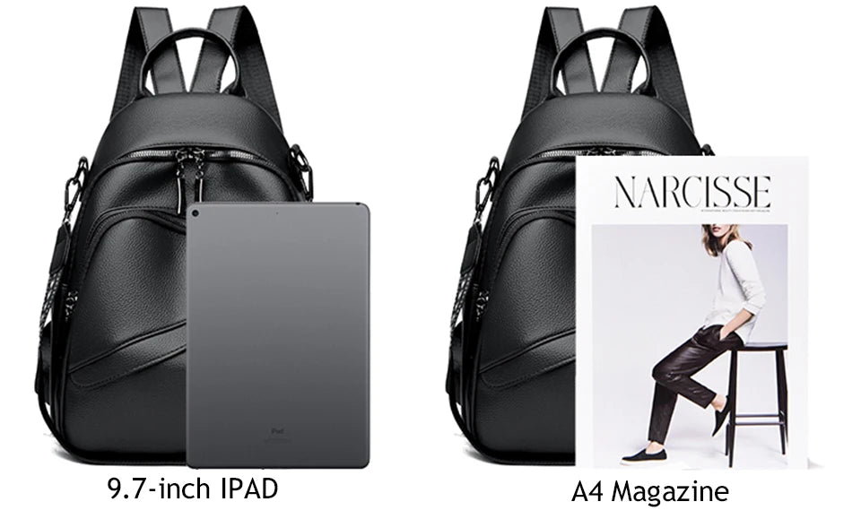 Fashion Backpacks Women Shoulder Bag Simple Rucksack Female Soft Leather Back Pack Ladies Travel Bag Large Capacity School Bags