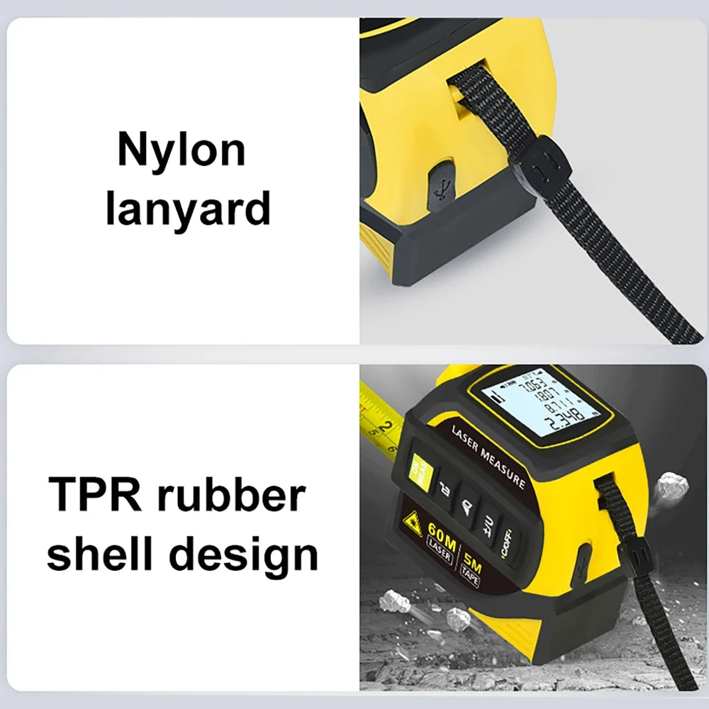 5m Measuring Tape 40-100m Distance Laser Rangefinder Infrared Electronic Ruler Cross Line USB Rechargeable bluetooth Drawing