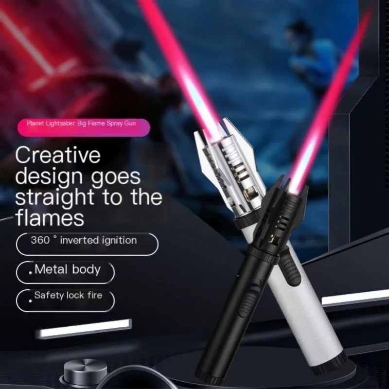 2023 High Temperature Welding Gun Lighter Windproof Red Flame Cigar Lighter Butane Inflatable Lighter Outdoor BBQ Men's Tools