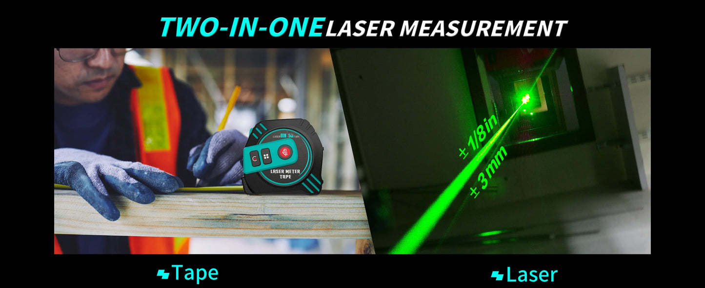2in1 Green Laser Distance Meters 80m+5m Tape laser measure Multifunctional Rechargeable