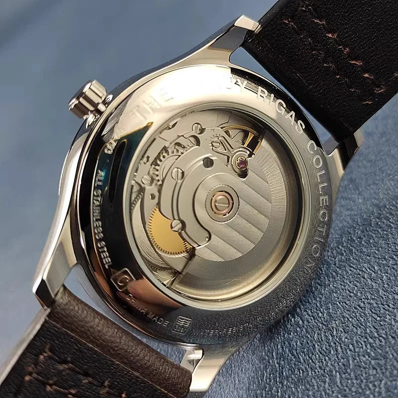Men's Automatic Watch, Business Haiou ST2130 Caliber, Burnt Blue Ultra-Thin Hands with Date Display