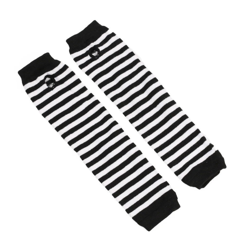 Winter Warm Long Sleeves Gloves for Man Women Fingerless Stripe Hip-Hop Knitted Elbow Mittens Elastic Outdoor Warmer Arm