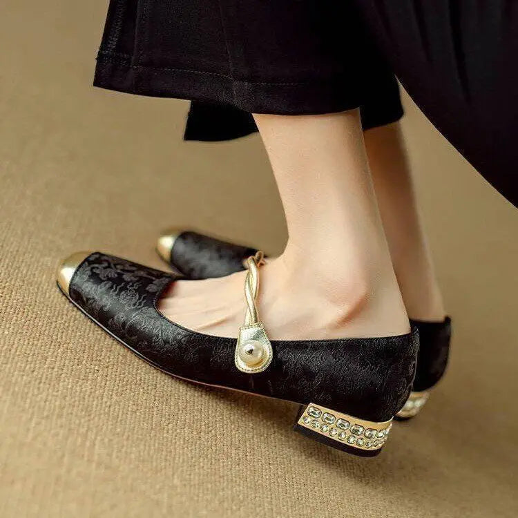 Shoes for Woman Flats Formal Women's Summer Footwear Low Heel Elegant Moccasins Flat Pointed Toe Non Slip on Promotion E 39