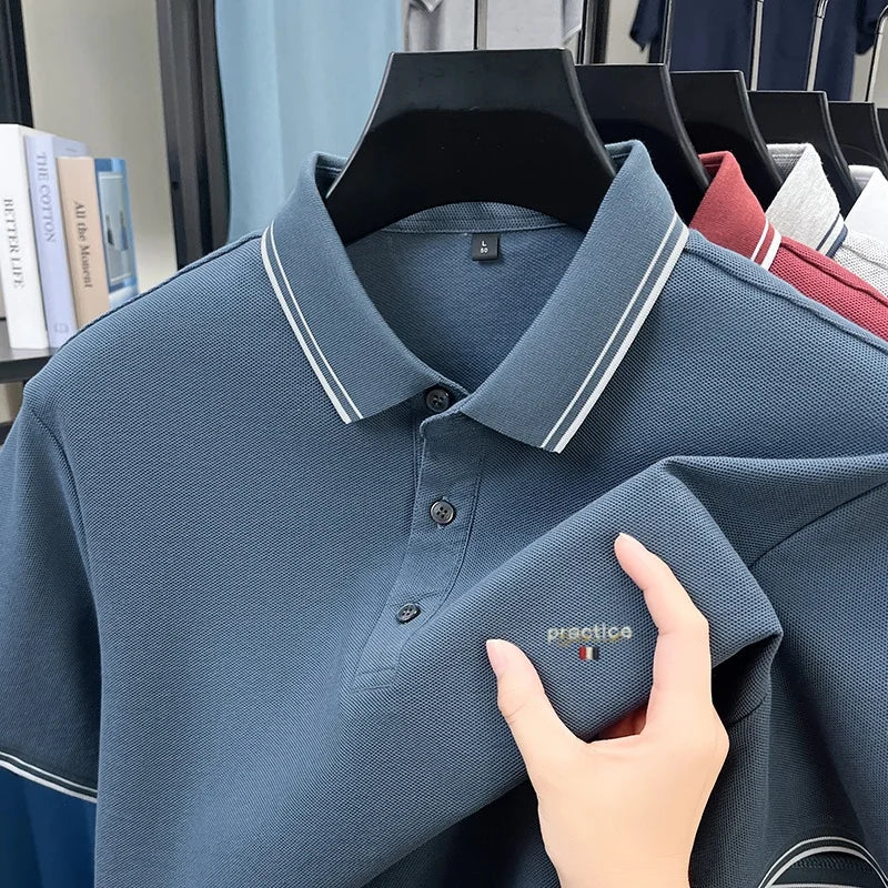 100% pure cotton men's highend brand customized new embroidered short sleeve polo shirt summer casual comfortable breathable top