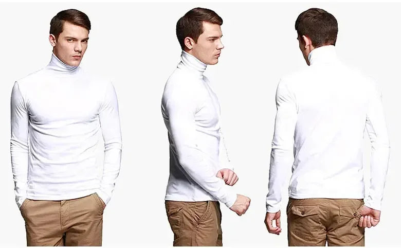 Thermal Underwear Tops Men Spring Clothes Thermal Shirt Autumn Men's Winter Tights High Neck Thin Slim Fit Long Sleeve T-shirt