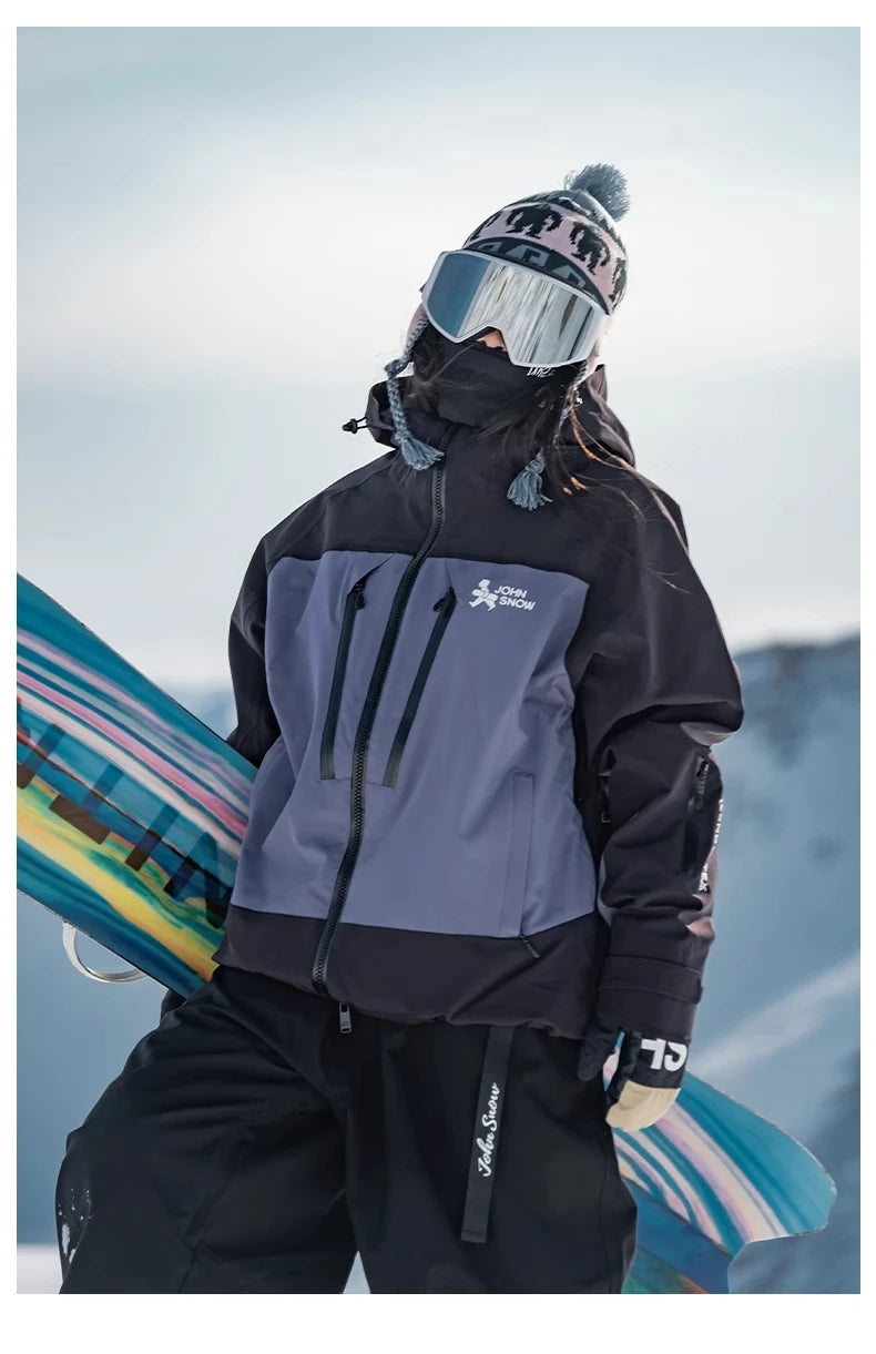 John Snow Men and Women's Winter Waterproof Warm Ski Jacket Professional Breathable Mountaineering Jacket Outdoor Snow Coat