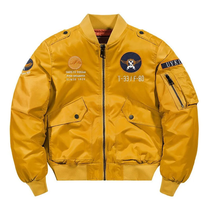 Men's winter jacket 2025 model  Thick and warm coat Men's flight jacket  Thick and warm padded coat - With a stand-up collar