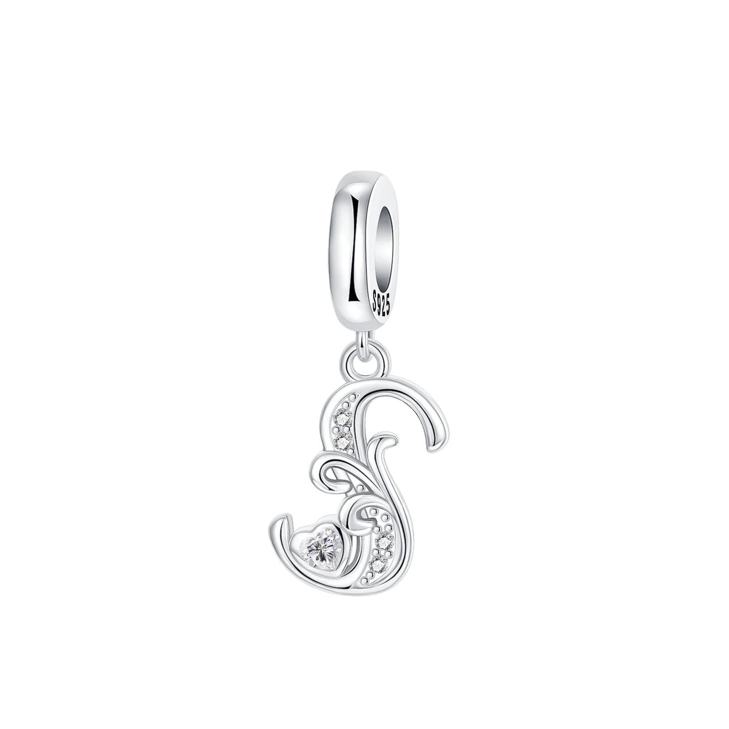 925 Sterling Silver Full series of A-Z letters pendant Charms For Original  Bracelet Charm Necklace Diy Female Jewelry