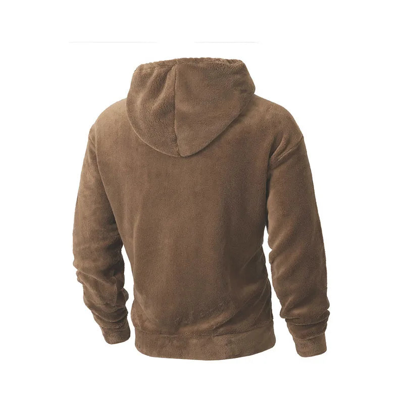 Autumn Winter Fashion Men's Hoodies Casual Trendy Solid Color coral fleece Long Sleeve pullover Loose Sweatshirts Male Hoodies