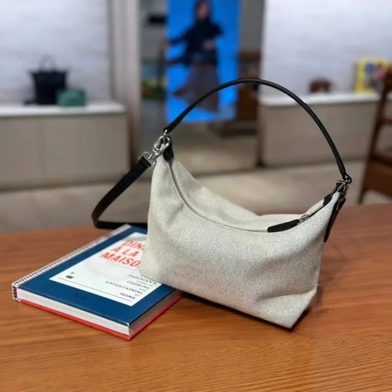 Ladies' canvas hand-held shoulder bag, fashionable and simple crossbody mini bag