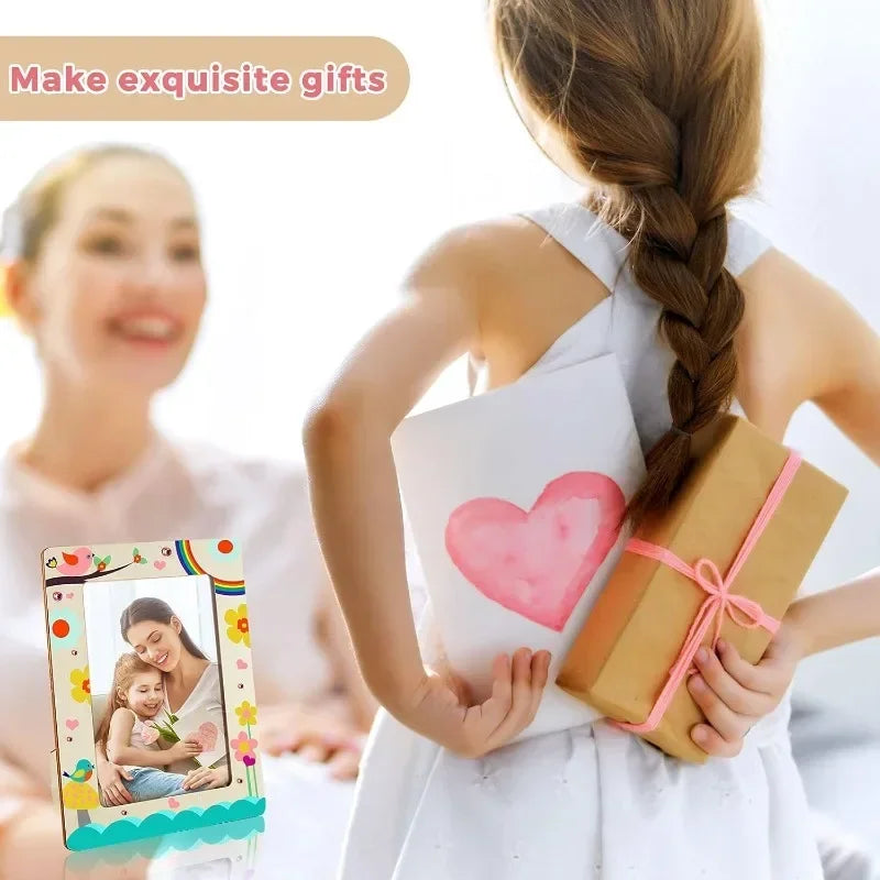 DIY Wood Picture Frames Solid Wood Photo Picture Frames Ornaments Standing Wooden Frames DIY Paintings Crafts Album Decoration