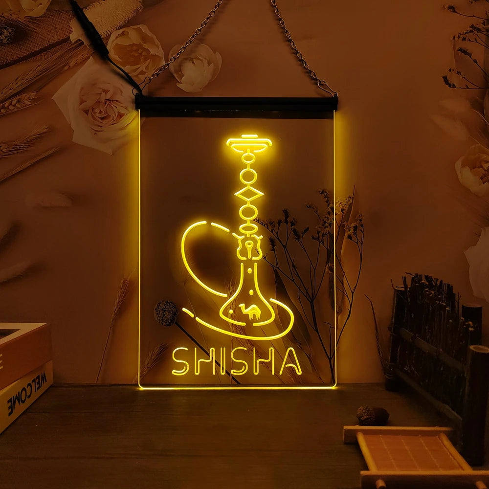 Hookah Shisha Shop Home Room Man Cave Decoration-3D Carving LED Neon Sign Home Decor Wall Wedding Creative Bedroom Desk