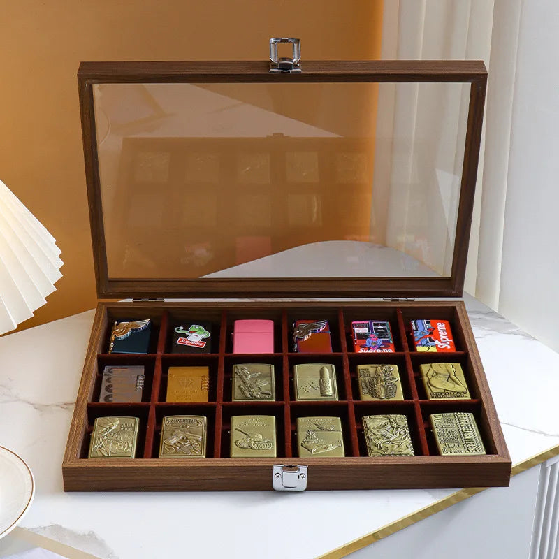 Lighter Storage Box Lighter Holder Display Box Windproof Lighter Display Stand Transparent With Lid Dustproof Large Capacity