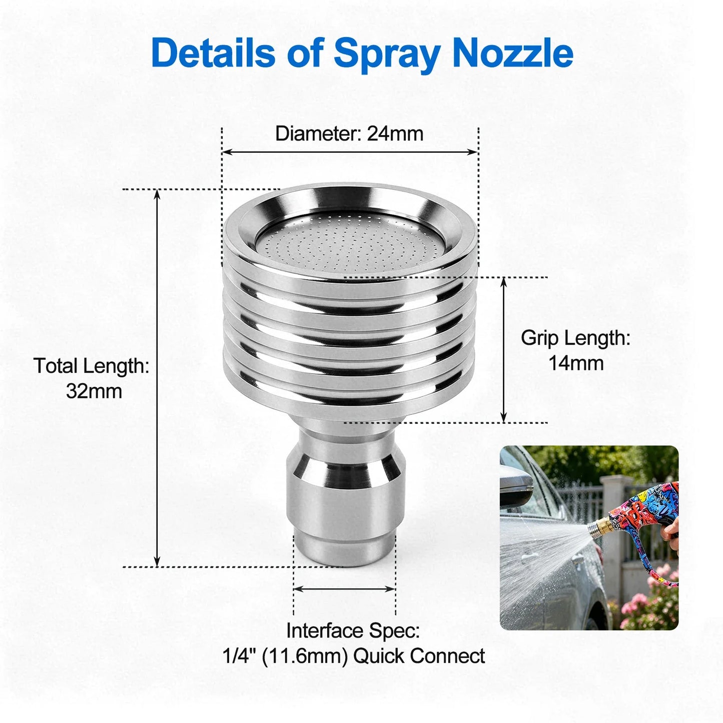 Pressure Washer Tips, Spray Nozzle, Soft Rain Shower Head, with 1/4" Quick Plug, Car Washing, Car Cleaning, Garden Watering
