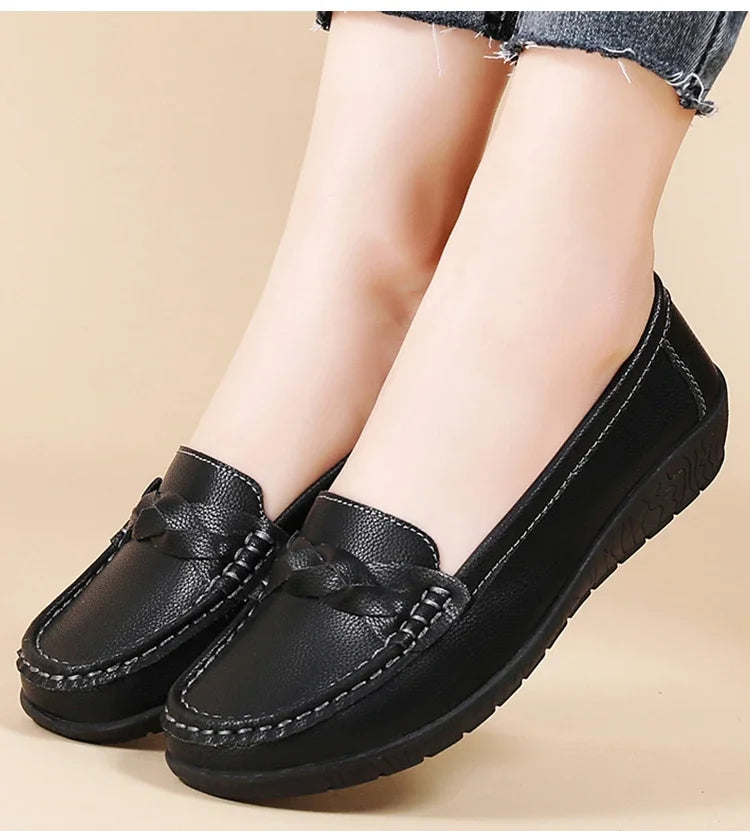 Women Shoes Soft Leather Women's Loafer 2025 New Flats Slip On Casual Shoes Flat Shoes Women White Footwear Zapatos De Mujer