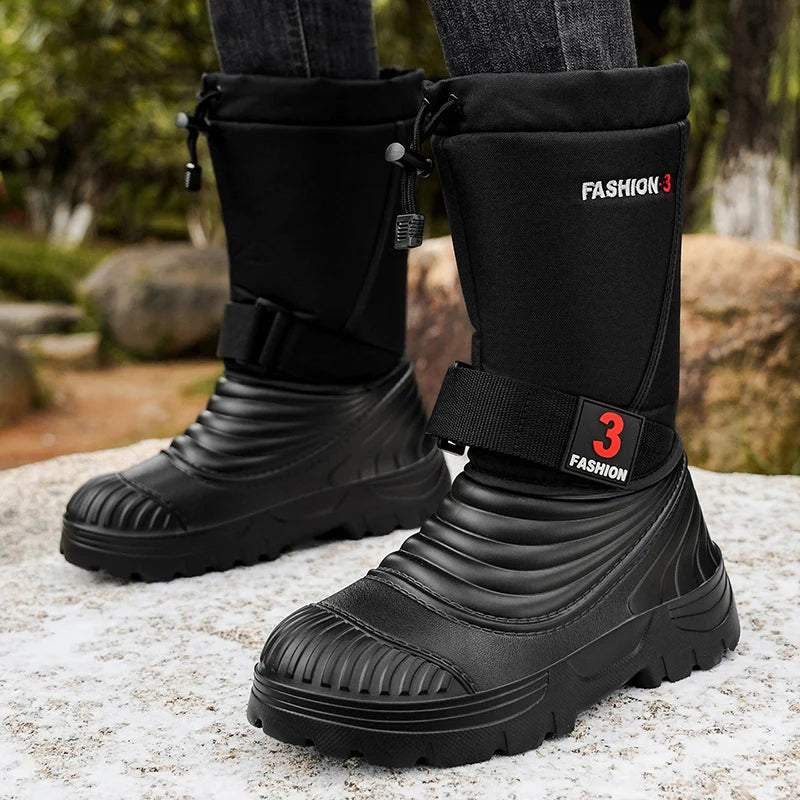 Men's New Snow Boots for Autumn and Winter, Fleece-Lined and Thickened, Cold-Proof, Outdoor Warm, Waterproof, Anti-Skiing, Hiking