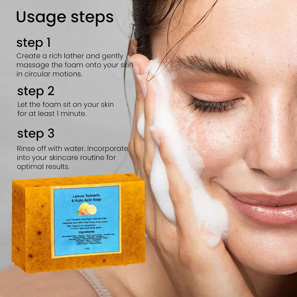 Turmeric Soap & Kojic Acid Soap Body And Facial Cleaning Handmade Soap For Dark Skin Glowing Even Skin Tone Tender Skin Care