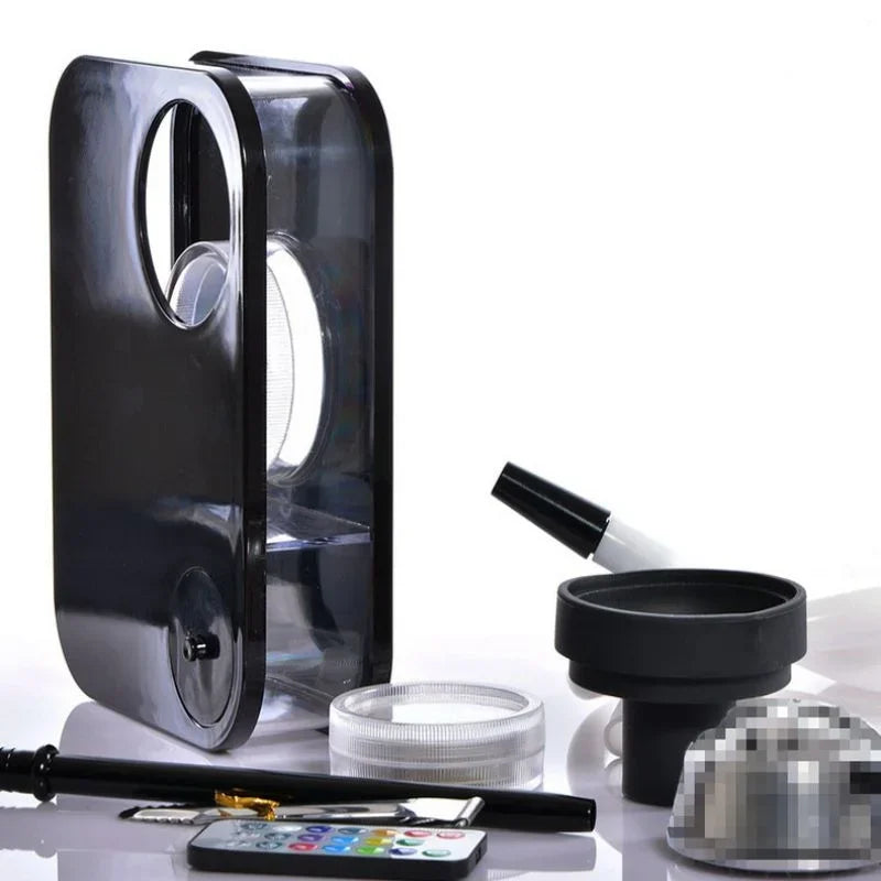 Rectangle Hookah Smoking Pipe Set Shisha Narguile Complete with Remote LED Light Shisha Bowls Charcoal Rack Smoking Accessories