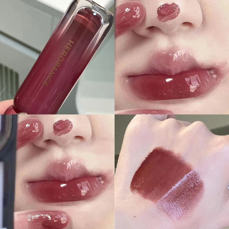 Smoked Grape Purple Red Lip Glaze Mirror Water Lip Gloss Moisturizing Liquid Lipstick Clear Tint Makeup Korean Women Cosmetics